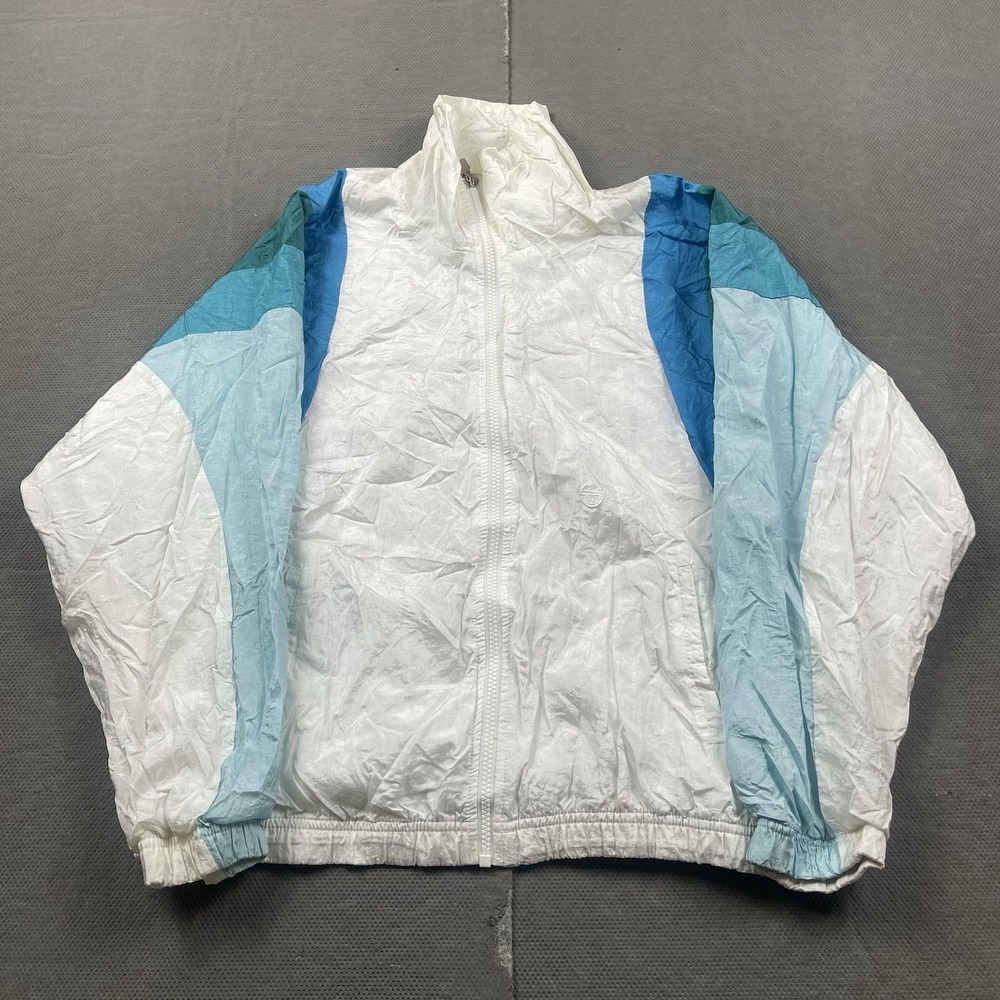 Vintage Sergio Tacchini Track Jacket Mens Medium White Colorblock Retro Full Zip